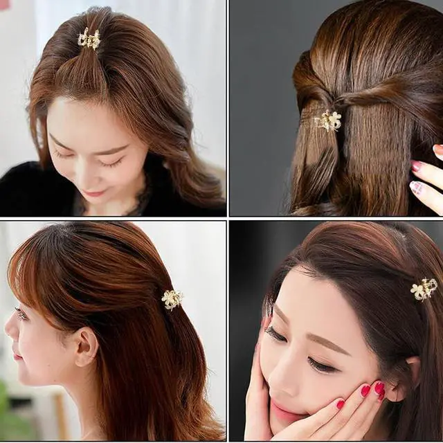 Alt view image 5 of 7 - Small Hair Claw Clips, Opal Rhinestone Hair Clamps, Grip Crystals for Thick, Thin, Long or Short Hair