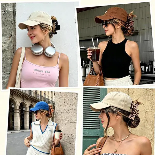 Alt view image 4 of 7 - 4 PCS Large Strong Trucker Hat Claw Clips for Women 4.1 Inch Hat-Friendly Non-Slip Baseball Cap Hair Clips, Trucker Claws Hair Clip for Baseball Hat, Hair Claw for Baseball Cap for Thick Thin Hair