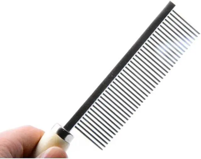 Alt view image 3 of 3 - Pet Grooming Comb for Long Haired Cats & Dogs - Stainless Steel Pin Teeth Wooden Handle Fur Hair Brush - Removes & Prevents Matted Fur