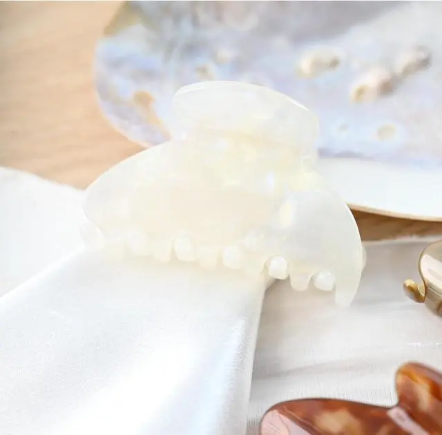 Alt view image 4 of 7 - Handmade Celluloid Acetate French Design Barrettes Tortoise Shell Claws Hair Claw Luxury Fashion Accessories Hair Clip for Women (jade white)