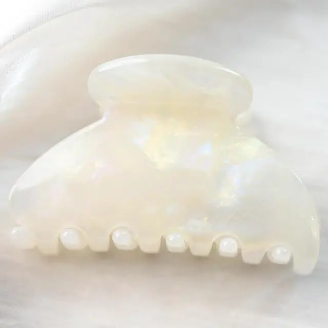 Alt view image 6 of 7 - Handmade Celluloid Acetate French Design Barrettes Tortoise Shell Claws Hair Claw Luxury Fashion Accessories Hair Clip for Women (jade white)