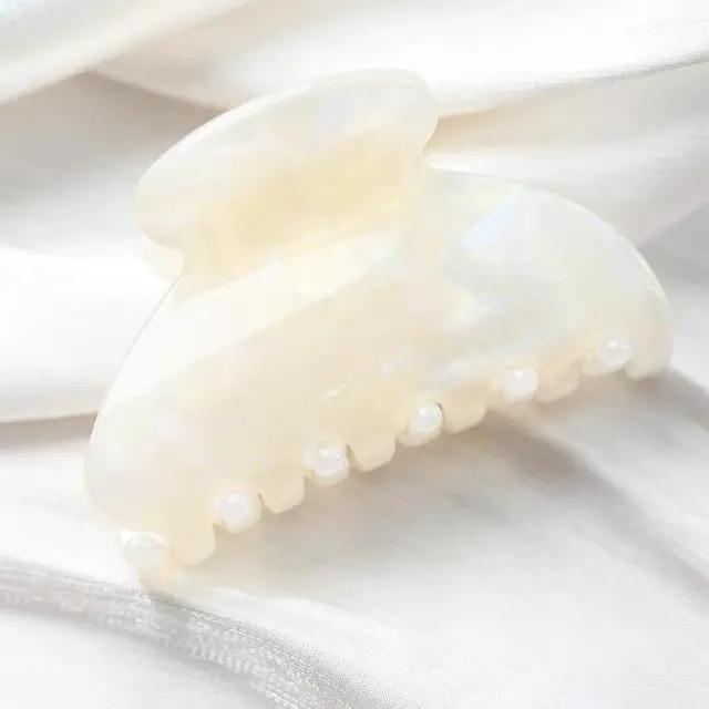 Alt view image 7 of 7 - Handmade Celluloid Acetate French Design Barrettes Tortoise Shell Claws Hair Claw Luxury Fashion Accessories Hair Clip for Women (jade white)
