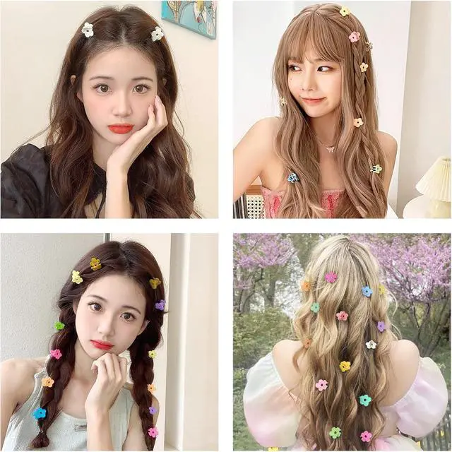 Alt view image 6 of 6 - Small Flower Hair Clips 100PCS, Mini Hair Clips Baby Claw Clips Cute Jaw Clips Hair Pins Hair Barrettes Toddler Hair Accessories for Women Girls Kids Teens