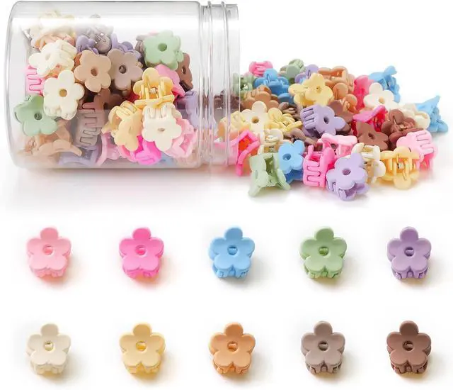 Main image of Small Flower Hair Clips 100PCS, Mini Hair Clips Baby Claw Clips Cute Jaw Clips Hair Pins Hair Barrettes Toddler Hair Accessories for Women Girls Kids Teens