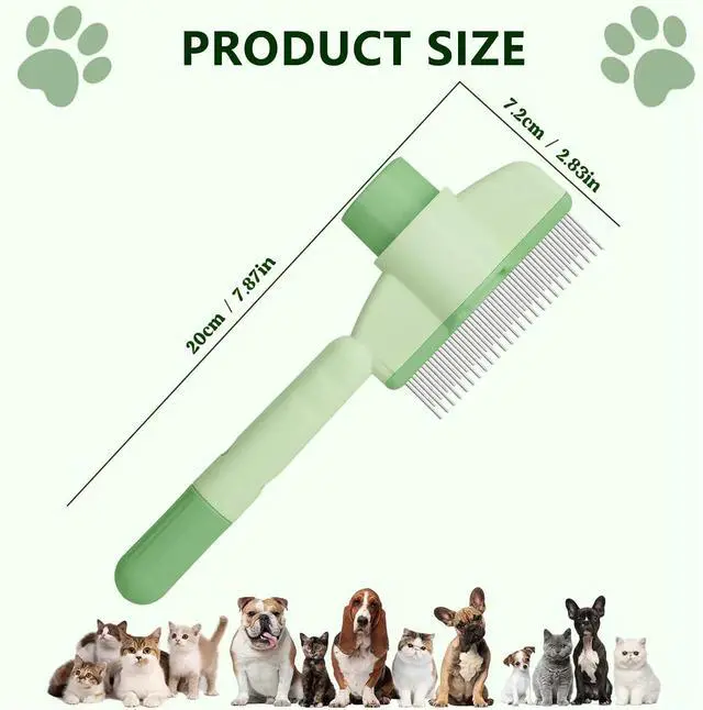 Alt view image 2 of 6 - Self-Cleaning Cat & Dog Comb 2-in-1 Pet Hair Removal with Stainless Steel Teeth, Easy Release Button, for Shedding, Detangling & Grooming