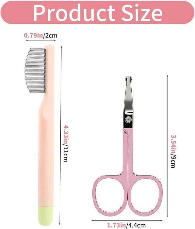 Alt view image 2 of 7 - 2 Pack Stainless Steel Pet Grooming Comb | Round-tip Mini Trimming Scissors Set, Gentle Tear Stain Eye Debris Remover for Dogs and Cats