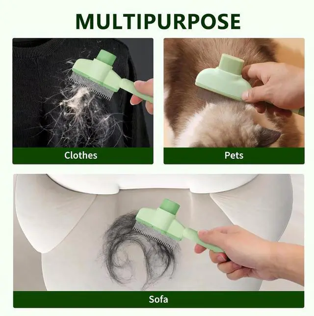 Alt view image 6 of 6 - Self-Cleaning Cat & Dog Comb 2-in-1 Pet Hair Removal with Stainless Steel Teeth, Easy Release Button, for Shedding, Detangling & Grooming