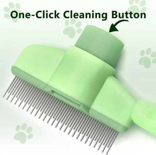 Alt view image 5 of 6 - Self-Cleaning Cat & Dog Comb 2-in-1 Pet Hair Removal with Stainless Steel Teeth, Easy Release Button, for Shedding, Detangling & Grooming