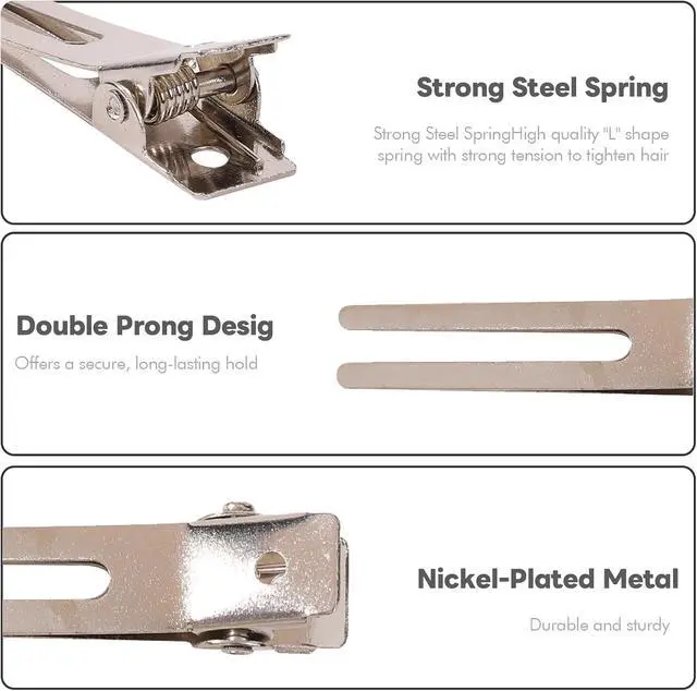 Alt view image 5 of 7 - 120pcs Double Prong Curl Clips, Metal Hairpins for Hair Styling and Bows, Salon-Grade Hair Clips for Curling (Silver)