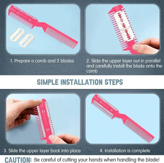 Alt view image 3 of 7 - Yinkin 5-Piece Razor Comb for Dogs & Cats, Pink, Plastic & Stainless Steel, Small to Medium Dogs, 25 Extra Blades, Manual, Grooming & Trimming