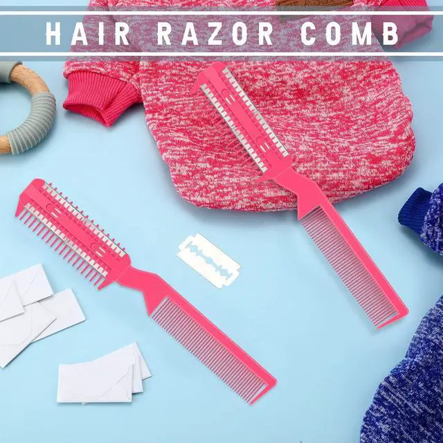 Alt view image 7 of 7 - Yinkin 5-Piece Razor Comb for Dogs & Cats, Pink, Plastic & Stainless Steel, Small to Medium Dogs, 25 Extra Blades, Manual, Grooming & Trimming