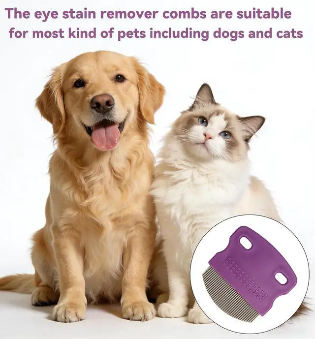 Alt view image 6 of 6 - 2 Pack Professional Pets Eye Combs,Pets Grooming Comb Kit,Stainless Steel Tear Stain Remover for Cats & Dogs,Flea Lice Comb,Gentle Curved Comb Teeth,Precisely Removes Stains (2pcs eye combs)