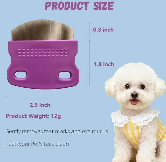 Alt view image 4 of 6 - 2 Pack Professional Pets Eye Combs,Pets Grooming Comb Kit,Stainless Steel Tear Stain Remover for Cats & Dogs,Flea Lice Comb,Gentle Curved Comb Teeth,Precisely Removes Stains (2pcs eye combs)