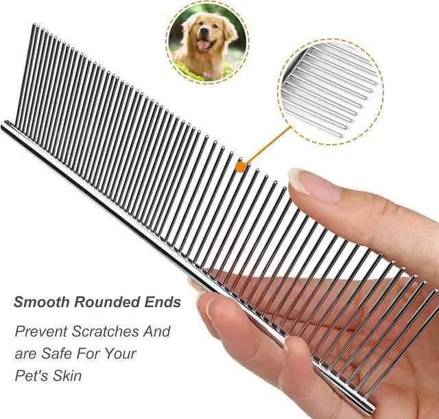 Alt view image 3 of 7 - 3 Pack Metal Comb For Dogs,Cat Grooming Comb,Dog Combs,Doodle Comb,Shedding Comb,For Professional Grooming Tool For Long And Short Haired Dog,Cat And Other Pets. (Large Medium Small), Metallic