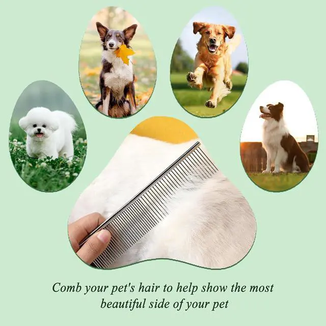 Alt view image 5 of 7 - 3 Pack Metal Comb For Dogs,Cat Grooming Comb,Dog Combs,Doodle Comb,Shedding Comb,For Professional Grooming Tool For Long And Short Haired Dog,Cat And Other Pets. (Large Medium Small), Metallic