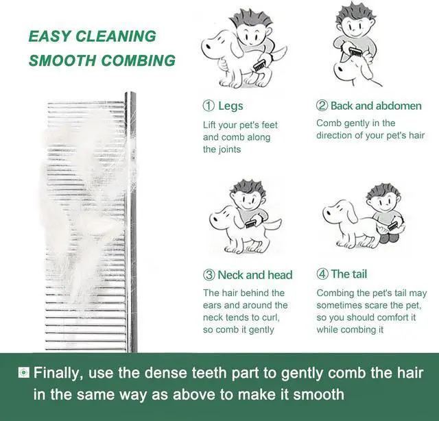 Alt view image 6 of 7 - 3 Pack Metal Comb For Dogs,Cat Grooming Comb,Dog Combs,Doodle Comb,Shedding Comb,For Professional Grooming Tool For Long And Short Haired Dog,Cat And Other Pets. (Large Medium Small), Metallic