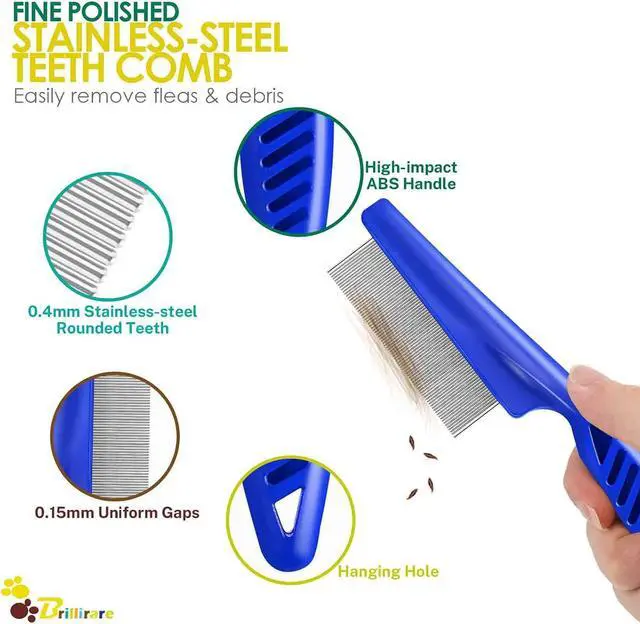 Alt view image 3 of 7 - 6 Pack Dog Grooming Comb, Pet Flea Lice Stainless Steel Cat Combs with Rounded Teeth, 2-in-1 Double Sided Professional Dogs Tear Stain Remover, Dematting Tool for Small, Medium & Large Pets