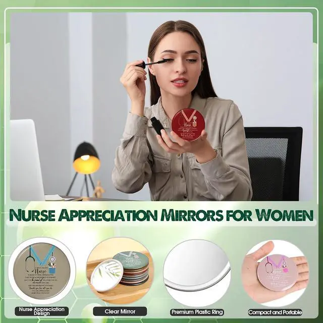 Alt view image 3 of 6 - Geetery 30 Pcs Nurse Gifts Bulk Mini Compact Mirrors Christmas Bulk Gifts for Nurses Female CNA Portable Pocket Mirror Thank You for Nursing Practitioner Medical Students LPN (Medal,Vivid)