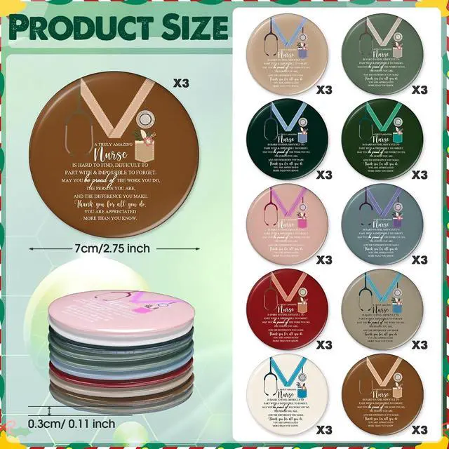 Alt view image 2 of 6 - Geetery 30 Pcs Nurse Gifts Bulk Mini Compact Mirrors Christmas Bulk Gifts for Nurses Female CNA Portable Pocket Mirror Thank You for Nursing Practitioner Medical Students LPN (Medal,Vivid)