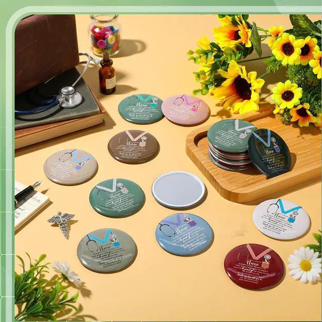 Alt view image 5 of 6 - Geetery 30 Pcs Nurse Gifts Bulk Mini Compact Mirrors Christmas Bulk Gifts for Nurses Female CNA Portable Pocket Mirror Thank You for Nursing Practitioner Medical Students LPN (Medal,Vivid)