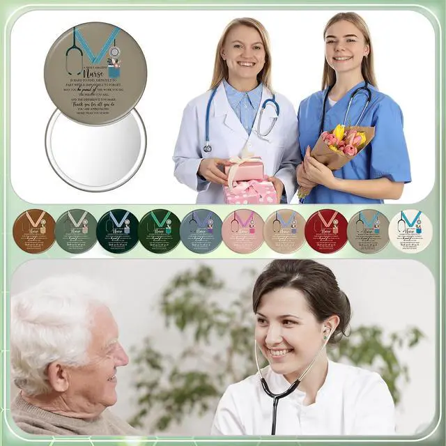 Alt view image 6 of 6 - Geetery 30 Pcs Nurse Gifts Bulk Mini Compact Mirrors Christmas Bulk Gifts for Nurses Female CNA Portable Pocket Mirror Thank You for Nursing Practitioner Medical Students LPN (Medal,Vivid)
