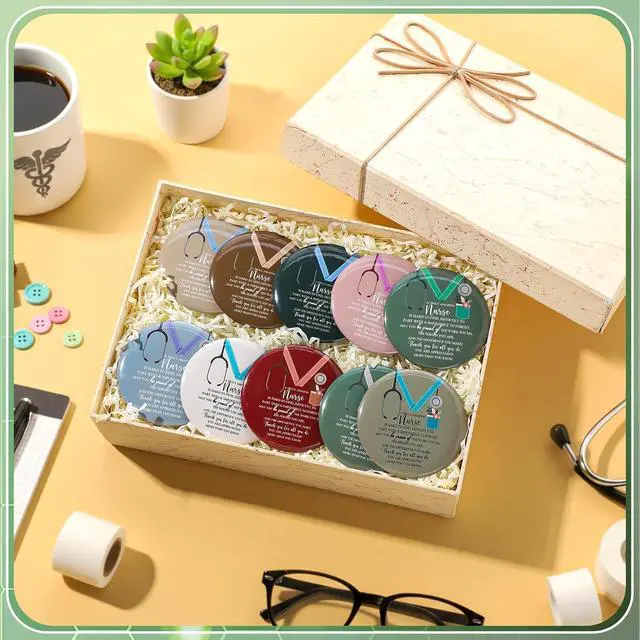 Alt view image 4 of 6 - Geetery 30 Pcs Nurse Gifts Bulk Mini Compact Mirrors Christmas Bulk Gifts for Nurses Female CNA Portable Pocket Mirror Thank You for Nursing Practitioner Medical Students LPN (Medal,Vivid)