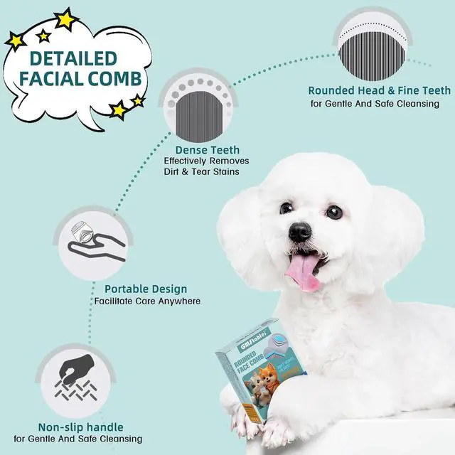 Alt view image 3 of 6 - Face Comb for Dogs,Pet Grooming Combs with Rounded FineTeeth,Stainless Steel Tear Stain Remover for Dogs Cats,Lightweight & Portable Pet Grooming Brush Suitable for All Furry Pets