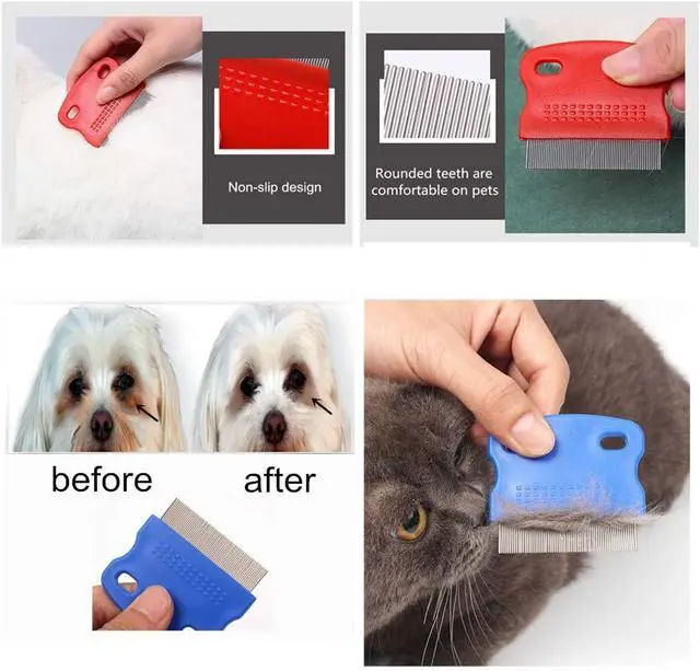 Alt view image 3 of 7 - 2 Pcs Cat Combs Dogs Grooming Combs Tear Stain Remover, Effectively Removes Crust, Loose Hair, Eye Stain on Pet(Random Color)