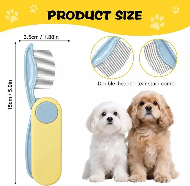 Alt view image 3 of 7 - Professional Eye Comb for Pets,Stainless Steel Folding Tear Stain Remover for Cats & Dogs,Gentle Round-Head Grooming Tool,Precisely Removes Stains, Dirt And Debris From The Eye Area