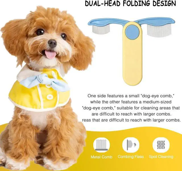 Alt view image 4 of 7 - Professional Eye Comb for Pets,Stainless Steel Folding Tear Stain Remover for Cats & Dogs,Gentle Round-Head Grooming Tool,Precisely Removes Stains, Dirt And Debris From The Eye Area