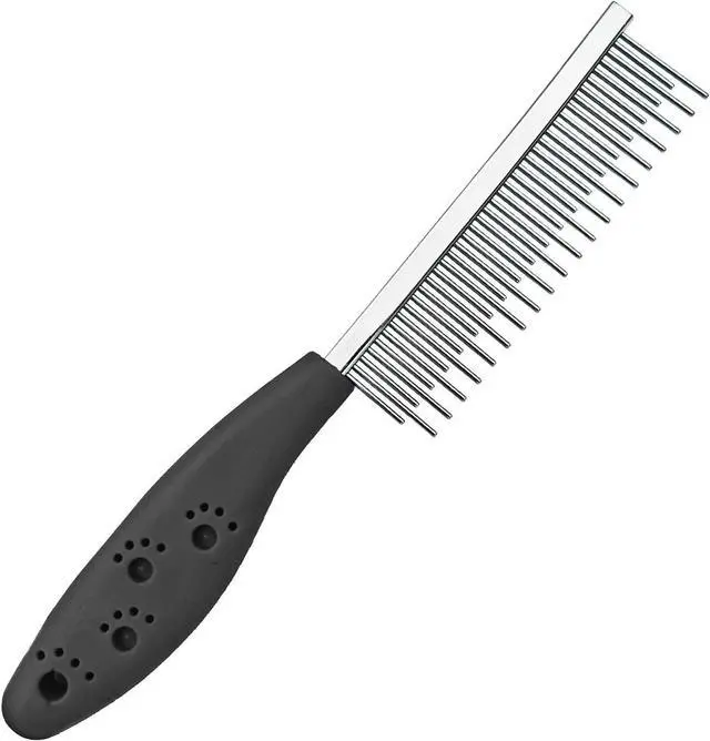 Main image of Dog or Cat Comb Grooming with Short and Long Teeth Dematting Knots Tangles Remover Combs Detangler Tool Suitable for Dogs Cats Poodle HorseStainless Steel Pin (Black)