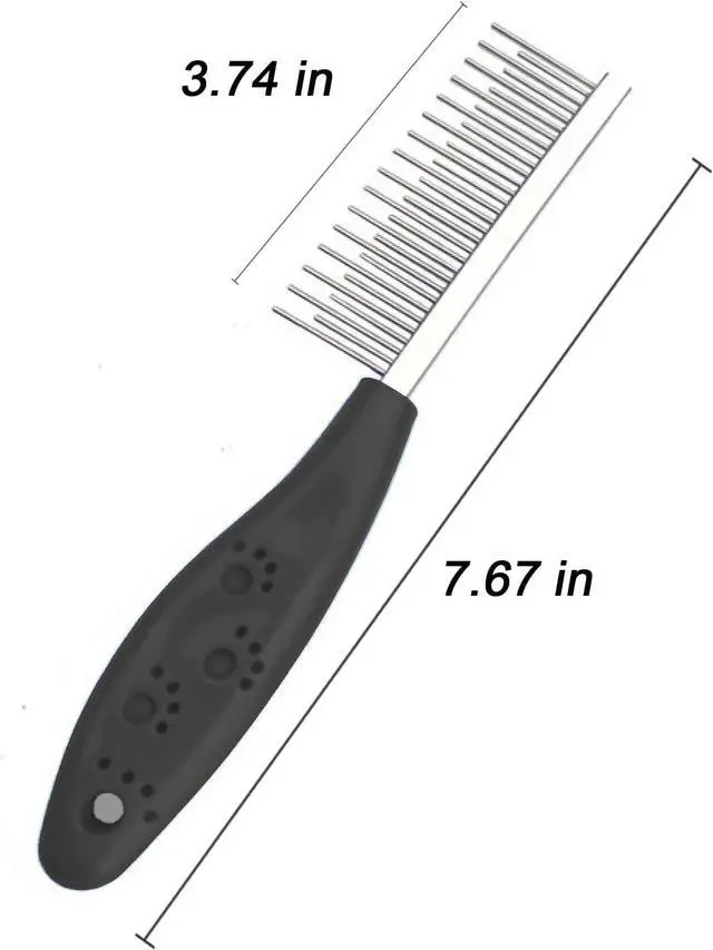 Alt view image 2 of 5 - Dog or Cat Comb Grooming with Short and Long Teeth Dematting Knots Tangles Remover Combs Detangler Tool Suitable for Dogs Cats Poodle HorseStainless Steel Pin (Black)