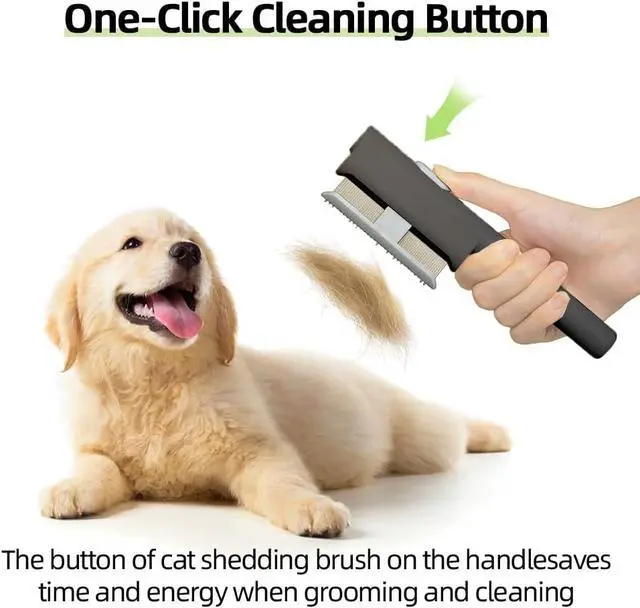 Alt view image 5 of 7 - Marchul 2Pcs Pet Comb Flea Comb Set for Cats Dogs, Cat Grooming Brush with Release Button and Stainless Steel Round Teeth, Self-Cleaning Dog Combs for Removing Pet Hair, Knots & Loose Fur, Black
