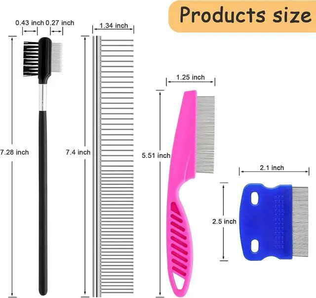 Alt view image 2 of 7 - 10 Pack Flea Comb for Dogs Cats, Stainless Steel Grooming Combs | Eye Comb for Pets, Tear Stain Remover with Rounded Teeth