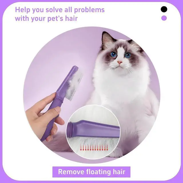 Alt view image 3 of 6 - Pet Comb for Dogs & Cats with Long & Short Stainless Steel Metal Teeth For Shedding and Tangles, Non-Slip & Anti-Static Rubber Handle, Safe & Gentle Pet Grooming Comb