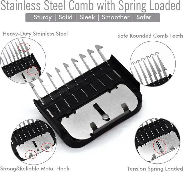 Alt view image 4 of 7 - Professional A5-Style Animal Clipper Stainless Steel Color-Coded Snap-on Attachment Guard Guide Comb, 1/8"-1" Compatible with Wahl KM Series Oster A5 Andis Detachable Blade Pet Dog Groomers (#1-1/8")
