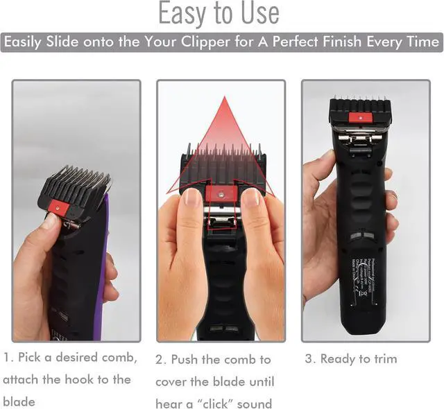 Alt view image 5 of 7 - Professional A5-Style Animal Clipper Stainless Steel Color-Coded Snap-on Attachment Guard Guide Comb, 1/8"-1" Compatible with Wahl KM Series Oster A5 Andis Detachable Blade Pet Dog Groomers (#1-1/8")