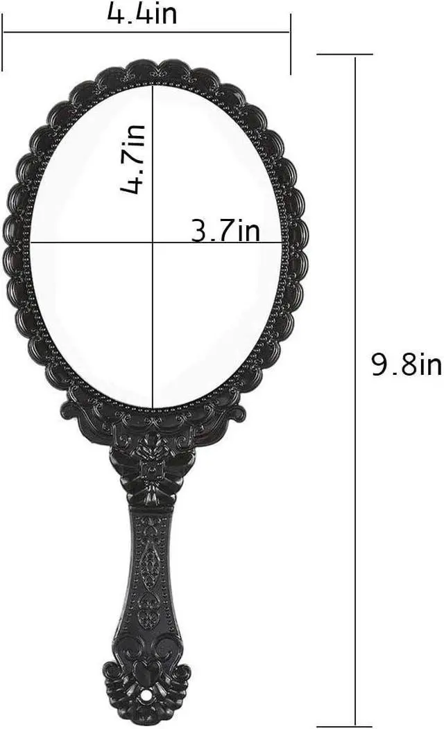 Alt view image 5 of 5 - Handheld Mirror, Hand Held Mirror with Handle, Small Travel Packet Compact Mirrors, Vintage Decorative Makeup Cosmetic Purse Mirrors for Girls Women, Black