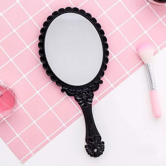 Alt view image 4 of 5 - Handheld Mirror, Hand Held Mirror with Handle, Small Travel Packet Compact Mirrors, Vintage Decorative Makeup Cosmetic Purse Mirrors for Girls Women, Black