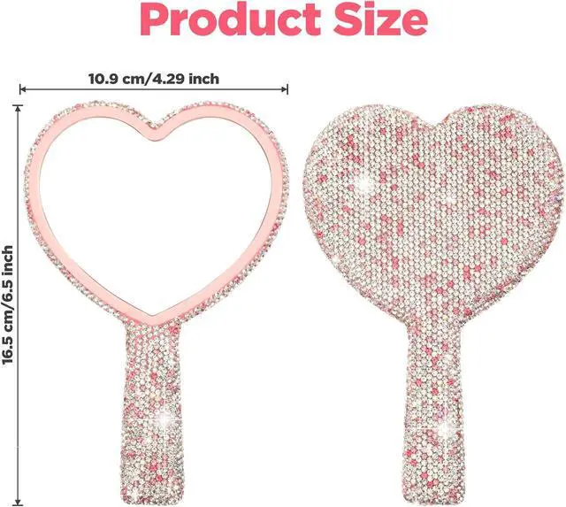 Alt view image 2 of 7 - Mabor Rhinestone Handheld Mirror, Pink | Portable Lash & Makeup Mirror with Handle for Travel and Daily Use