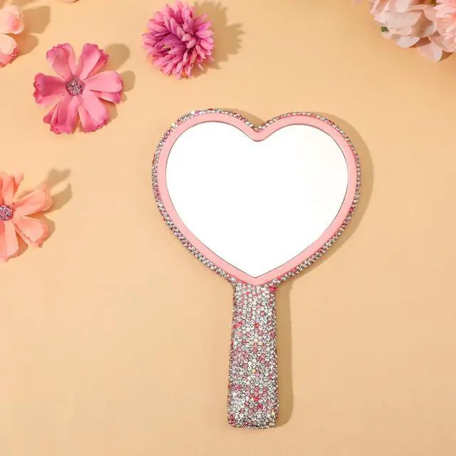 Alt view image 3 of 7 - Mabor Rhinestone Handheld Mirror, Pink | Portable Lash & Makeup Mirror with Handle for Travel and Daily Use