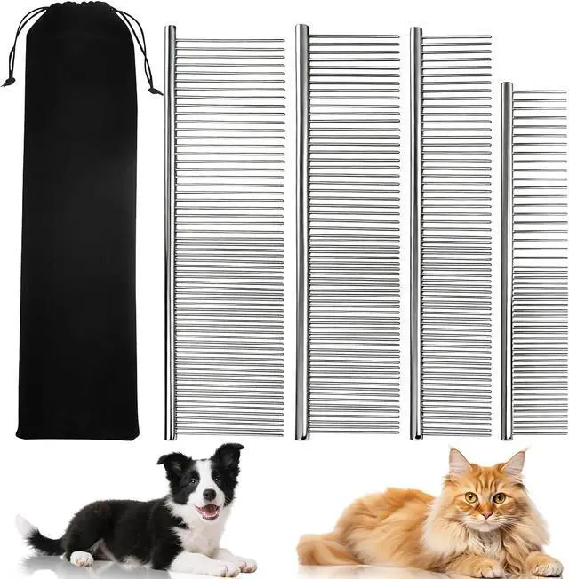 Main image of Dog Combs for Grooming Matting, 4 Pack Metal Cat Comb for Removing Tangles and Knots, Professional Dematting Tool for Pet Cats, Greyhound, Poodle, Doodle