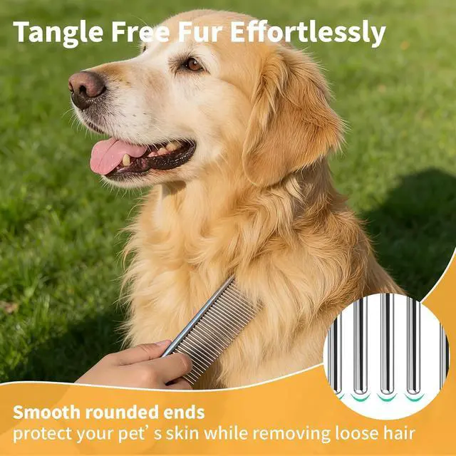 Alt view image 3 of 7 - Dog Combs for Grooming Matting, 4 Pack Metal Cat Comb for Removing Tangles and Knots, Professional Dematting Tool for Pet Cats, Greyhound, Poodle, Doodle