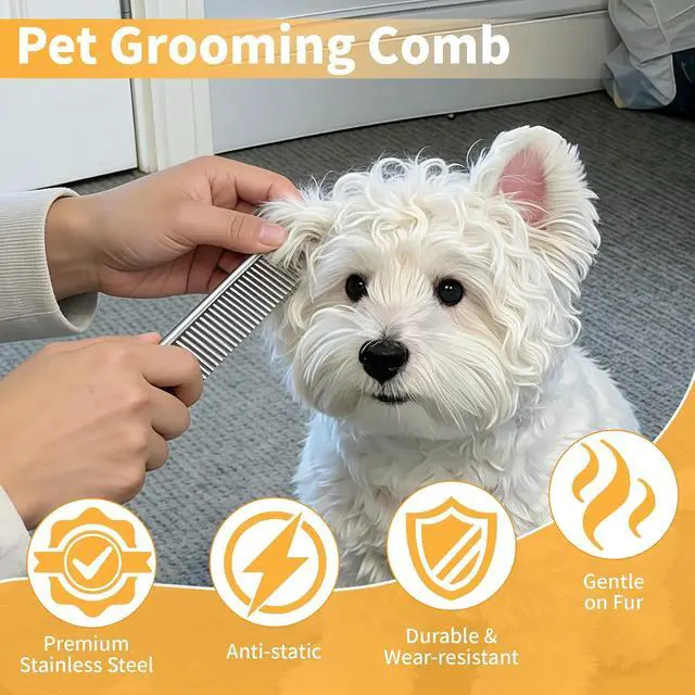 Alt view image 5 of 7 - Dog Combs for Grooming Matting, 4 Pack Metal Cat Comb for Removing Tangles and Knots, Professional Dematting Tool for Pet Cats, Greyhound, Poodle, Doodle