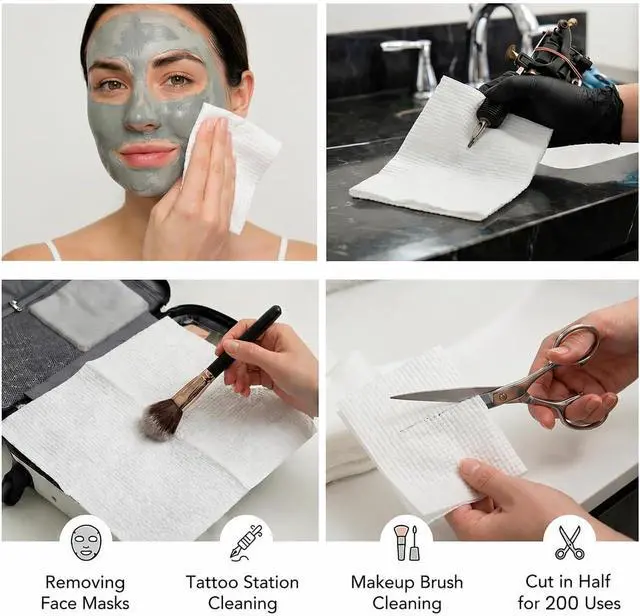 Alt view image 5 of 7 - ForPro Travel Size Disposable Face Towels, 8"x8" Compact Dry Wipes, Ultra Soft Lint-Free Viscose Makeup Remover Pads for Sensitive Skin, Biodegradable, Vegan, 100-Count