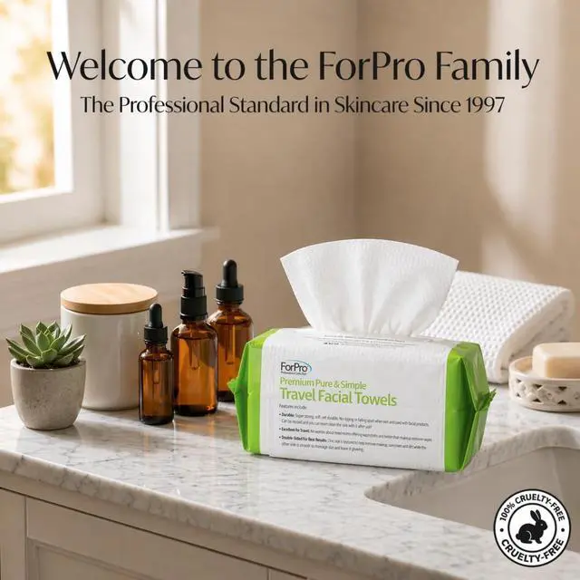 Alt view image 7 of 7 - ForPro Travel Size Disposable Face Towels, 8"x8" Compact Dry Wipes, Ultra Soft Lint-Free Viscose Makeup Remover Pads for Sensitive Skin, Biodegradable, Vegan, 100-Count