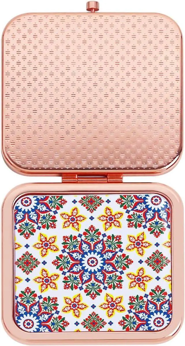 Alt view image 3 of 7 - Purse Mirror Compact, Rosegold Square 2.8×2.8 Metal Frame DropRubber Style Double Sided 1X/2X Small Mirror for Purse (Ethinc01)