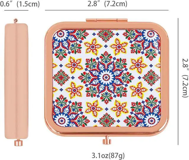 Alt view image 4 of 7 - Purse Mirror Compact, Rosegold Square 2.8×2.8 Metal Frame DropRubber Style Double Sided 1X/2X Small Mirror for Purse (Ethinc01)