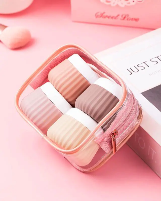 Alt view image 6 of 7 - Mrsdry Travel Containers for Toiletries 4 Pack, TSA Approved Travel Size Toiletries, Portable Size Containers, With Clear Bag Leak Proof Silicone Jars, Essentials Creams Jars Carrying Small Items