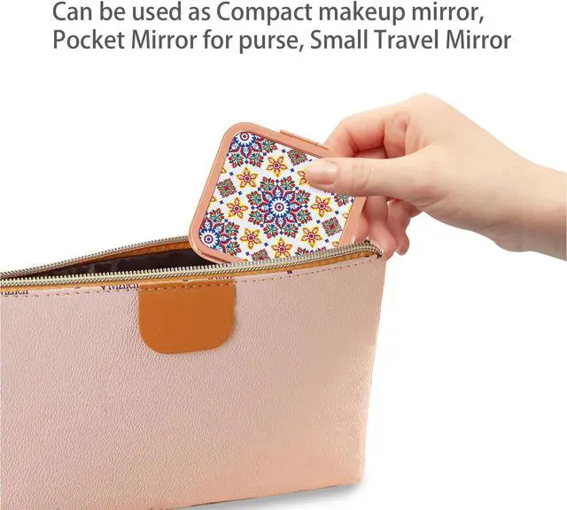 Alt view image 5 of 7 - Purse Mirror Compact, Rosegold Square 2.8×2.8 Metal Frame DropRubber Style Double Sided 1X/2X Small Mirror for Purse (Ethinc01)